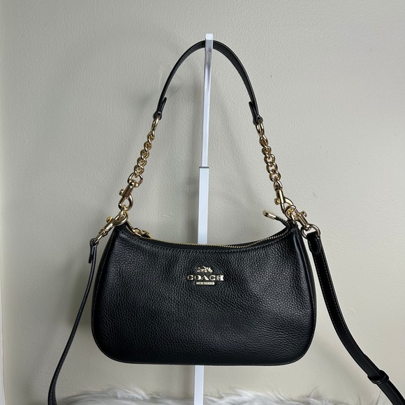 Coach Handbags - Coach Teri Black Pebbled Leather Shoulder Bag Excellent